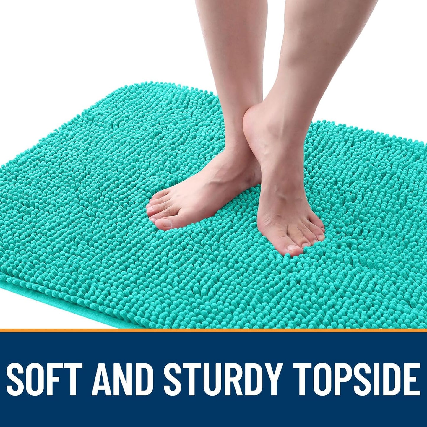 OLANLY Dog Door Mat - Absorbent Non-Slip Chenille for Muddy Paws | 34x21 Inches, Quick Dry, Teal