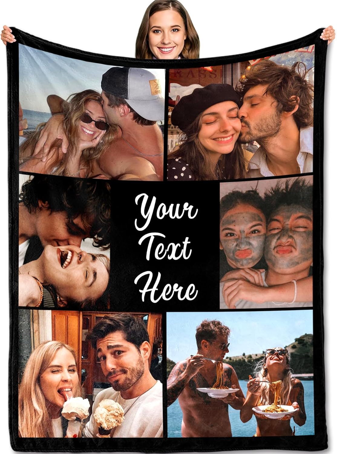 Yofair Custom Photo Blanket - Personalized Wedding & Anniversary Gift for Couples | Soft & Cozy Design