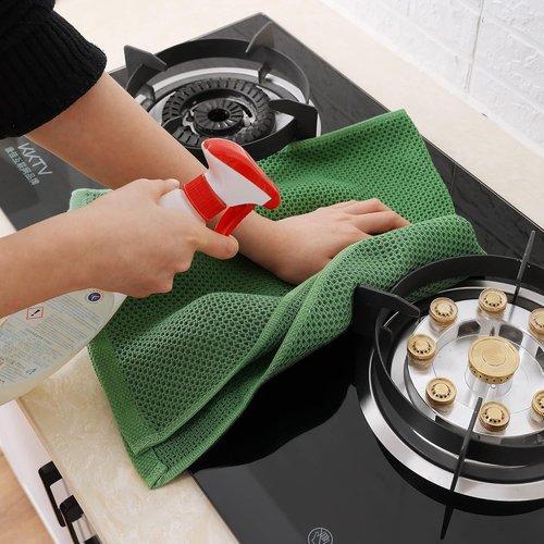Homaxy 100% Cotton Waffle Weave Kitchen Dish Towels - Ultra Soft & Absorbent, 13 x 28 Inches, 8-Pack | Grass Green