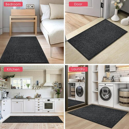 Kuyal Front Door Mat - Heavy Duty 4'x6' Indoor/Outdoor Entrance Mat with Non-Slip Rubber Backing | Black