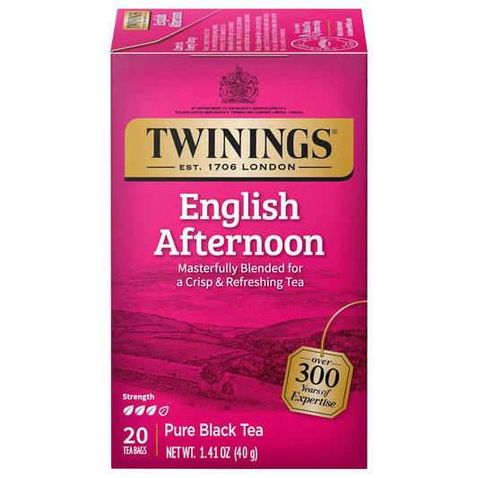 Twinings English Afternoon Black Tea - Smooth & Slightly Sweet - 20 Individually Wrapped Teabags