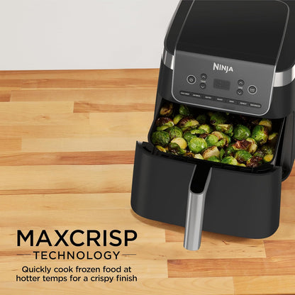 Ninja Air Fryer Pro XL - 6.5QT Capacity for Up to 9lbs of Wings | 7-in-1 Max Crisp & More | Dishwasher Safe | Grey