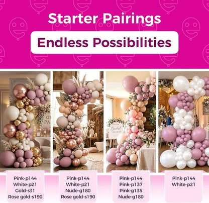 Bezente Mauve Balloons - 100 Pack 12-Inch Round Latex Balloons in Dusty Pink & Dark Rose for Weddings, Birthdays & More
