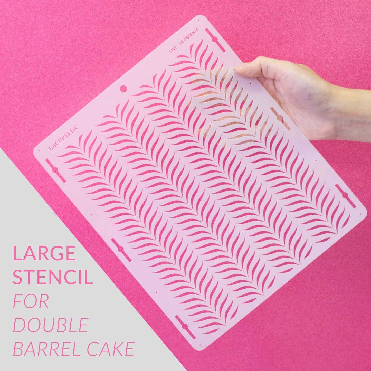 Lacupella Cake Baking Stencil - Seamless Delicate Pattern for Decorating Tall Double Barrel Cake to Use with Buttercream, Royal Icing, Ganache, Paint, Airbrush (LUMINA)