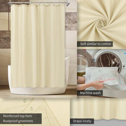 ALYVIA SPRING Long Fabric Shower Curtain Liner Waterproof - 72" x 78", Soft & Lightweight Long Shower Curtain with 3 Magnets, Machine Washable - 72x78, Cream