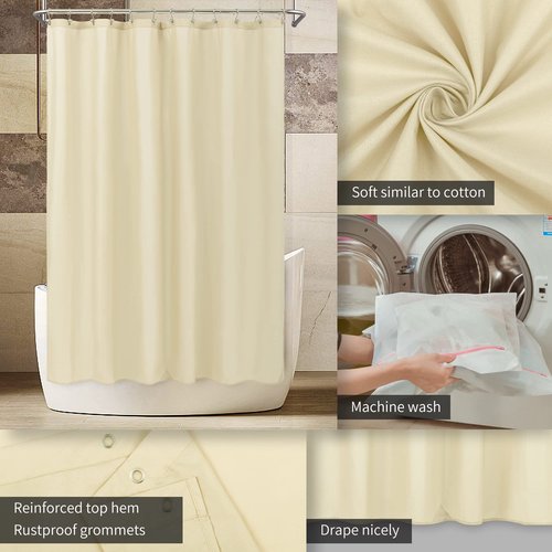 ALYVIA SPRING Stall Fabric Shower Curtain Liner Waterproof - Soft & Lightweight Small Shower Curtain with Magnets for Narrow Stall Size, Machine Washable - 36x72, Cream