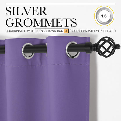 NICETOWN Blackout Curtain Panels - Thermal Insulated Grommet Drapes for Basement | Lilac Purple, 34x84" (1 Pair)