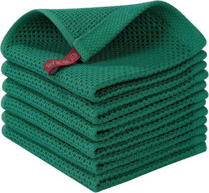 Homaxy 100% Cotton Dish Cloths - Ultra Soft, Absorbent & Quick Drying | 12 x 12 Inches, 6-Pack, Dark Green