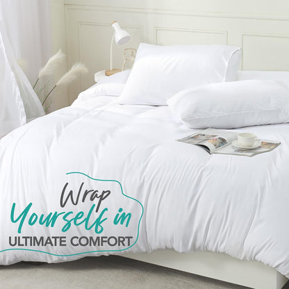 Utopia Bedding Duvet Cover Set - Soft Brushed Microfiber | 3-Piece Queen Set with Zipper Closure (White)