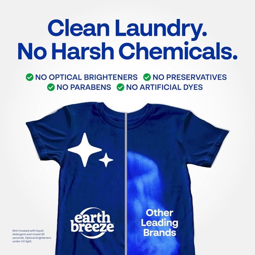Earth Breeze Laundry Detergent Sheets - Fresh Scent, Eco-Friendly & Travel-Friendly - 60 Loads, 30 Ct