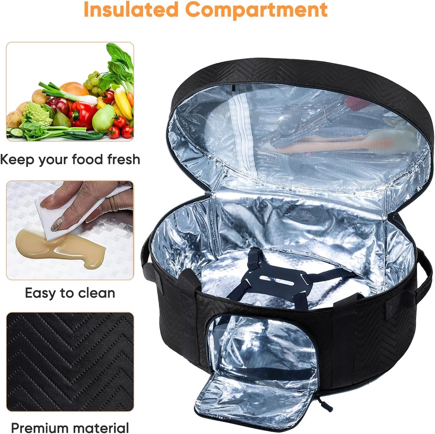 Skiennix Insulated Slow Cooker Carrying Bag - Portable Case for 6-8 Quart CrockPot & Hamilton Beach with Accessory Pocket