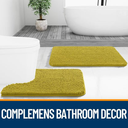 OLANLY Bathroom Rugs 30x20, Extra Soft Absorbent Chenille Bath Rugs, Rubber Backing Quick Dry, Machine Washable Bath Mats for Bathroom Floor, Tub and Shower, Home Decor Accessories, Deep Mustard
