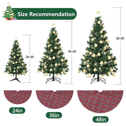 Christmas Plaid Tree Skirt 36-Inch Red & Green Buffalo Check with Snowflakes – Includes Variation Red/Green+36 Inches