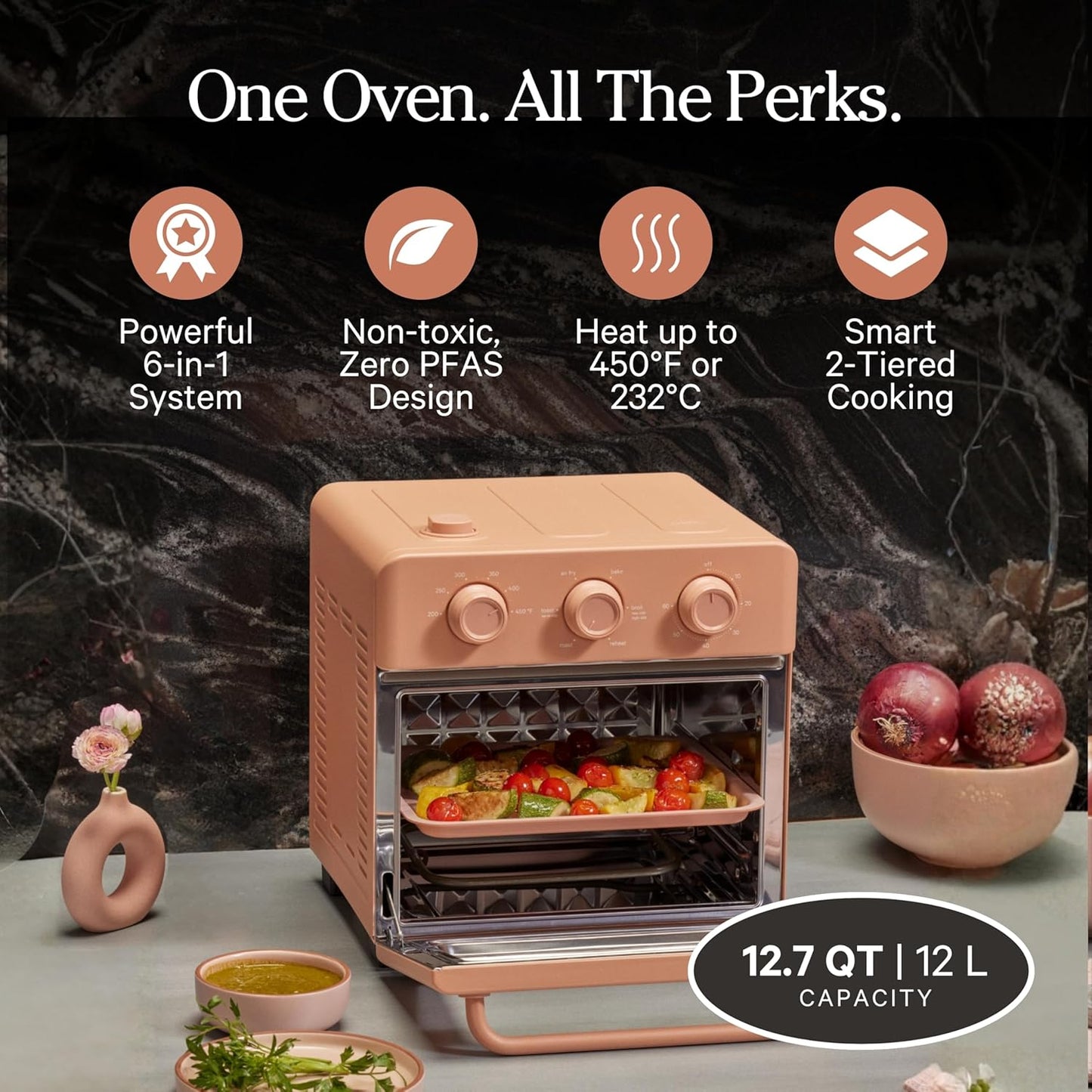 Our Place Wonder Oven - 6-in-1 Stainless Steel Air Fryer Toaster Oven Combo | Compact 13 QT Capacity - Toast, Roast, Bake, Reheat, Broil & Steam | Spice