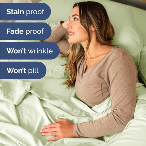 Comfy Twin Size 3-Piece Sheet Set by [Brand Name] - Breathable & Cooling Hotel Luxury Bedding - Deep Pockets, Wrinkle-Free - Light Sage Green