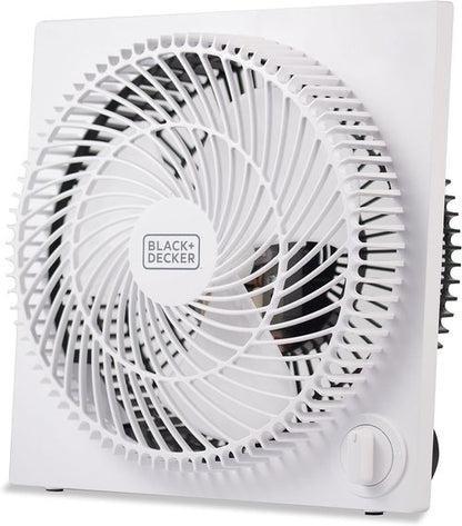 BLACK+DECKER 9-Inch Frameless Box Fan - Portable 3-Speed Desk Fan for Home Office or Garage, White