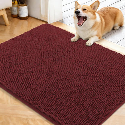 OLANLY Dog Door Mat - Absorbent Non-Slip Mud Mat for Muddy Paws | Quick Dry Chenille, 40x32, Caramel Russet