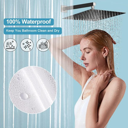 EurCross 9G Clear Shower Curtain Liner 72 x 78 inches Long with 5 Magnet Weights, Heavy Duty Weighted Premium PEVA Plastic Shower Curtain Liner with 12 Hooks for Bathroom