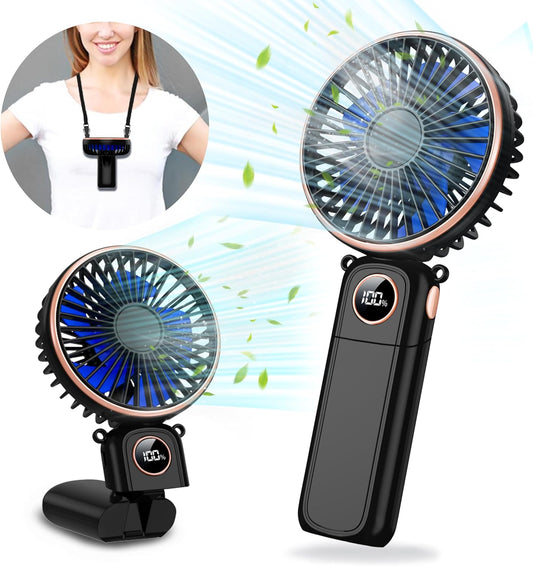 Skiennix Portable Handheld Fan - USB Rechargeable, 5200mAh Battery, 6 Speeds, LED Display, Perfect for Travel & Outdoor Use