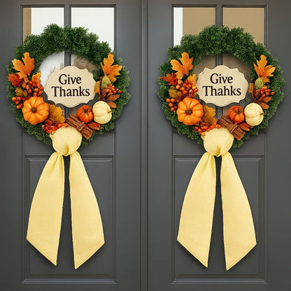 Yellow Striped Wreath Sash by [Brand Name] - 5.12" Wide x 54.33" for Fall & Thanksgiving Door Decor