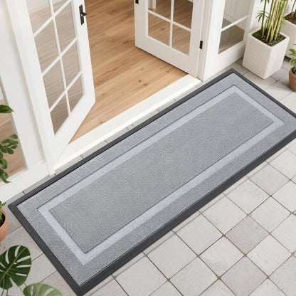 OLANLY Waterproof Front Door Mat - All-Season Indoor/Outdoor Doormat, Easy Clean, 47x17, Silver Gray
