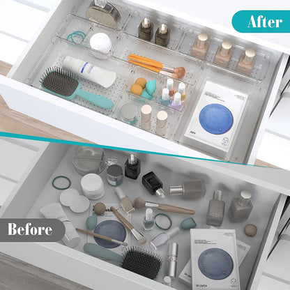 StorMiracle 28 PCS Clear Plastic Drawer Organizers - Versatile Trays for Makeup, Jewelry & Office Supplies