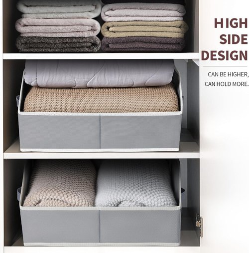 Homsorout Large Storage Bins - 6 Pack Fabric Baskets for Organizing | Foldable Cube Organizer in Grey