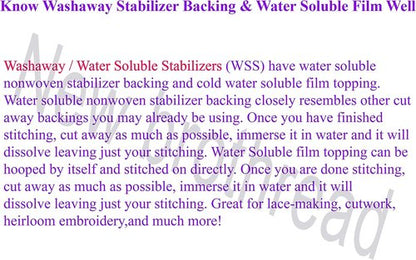 Brothread Water Soluble Embroidery Topping Film - Lightweight Clear Wash Away - 10"x10 Yd Roll for Easy Cutting