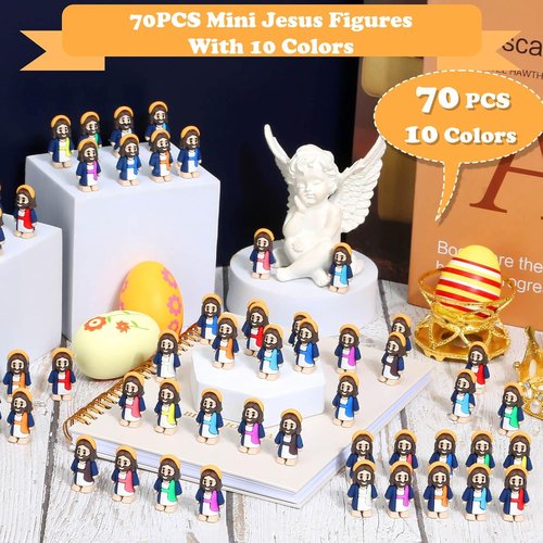 Little Jesus Figures by [Brand Name] - 70 Miniature Jesus Figurines for Easter Hide and Seek Party Favors