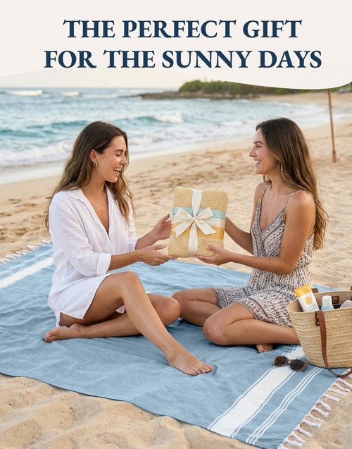 LANE LINEN Turkish Beach Towels for Women, Set of 6 - Large 39"x71", Pre-Washed, No-Shrink, Sand-Free, Quick Dry, Lightweight, Soft Beach Bath Towels - Vintage Beach