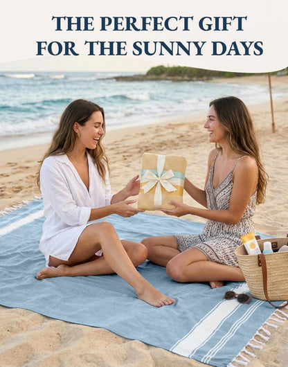 LANE LINEN Beach Towels for Women, 2 Pack Large Beach Towels Oversized, Pre-Washed, No-Shrink Sand Free Beach Towels, Quick Dry, Lightweight Travel Towel,Soft Beach Bath Towel, 39"x71" - Sky Blue