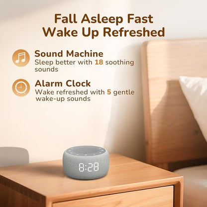 Buffbee Alarm Clock - 2-in-1 Sound Machine with Gentle Wake-Up & Ambient Night Light | Sleep Better