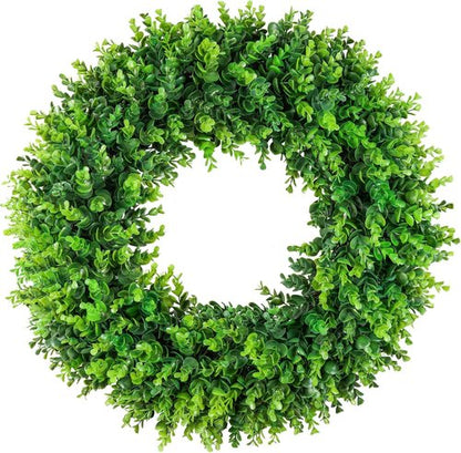 DDHS Large Boxwood Wreath - 24'' Artificial Spring Decor for Front Door | Year-Round Indoor/Outdoor Use