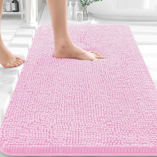 OLANLY Bathroom Rugs - Extra Soft Absorbent Chenille Bath Mats | Quick Dry, Machine Washable, 36x24, Pink