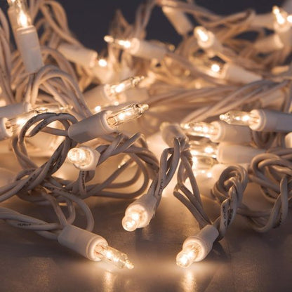 612 Vermont Clear Christmas Lights - 100 Bulbs on White Wire | UL Approved for Indoor/Outdoor Use, 18ft Length