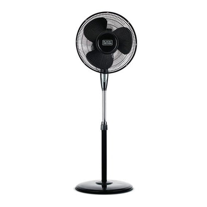BLACK+DECKER 16 Inches Stand Fan with Pedestal Base, Height Adjustable Pedestal Fan with Remote and Touch Control Panel, Free Standing Fan with 90-Degree Oscillating and 3-Speed Settings, Black