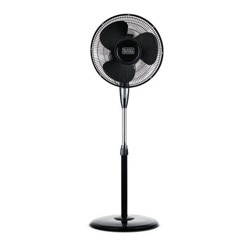 BLACK+DECKER 16 Inches Stand Fan with Pedestal Base, Height Adjustable Pedestal Fan with Remote and Touch Control Panel, Free Standing Fan with 90-Degree Oscillating and 3-Speed Settings, Black
