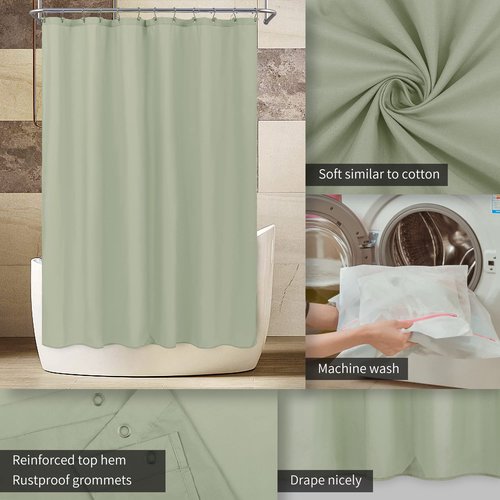 ALYVIA SPRING Stall Fabric Shower Curtain Liner Waterproof - Soft & Lightweight Small Shower Curtain with Magnets for Narrow Stall Size, Machine Washable - 36x72, Desert Sage