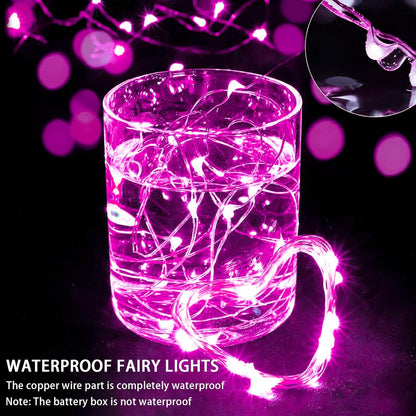 Skiennix 50 Pack Pink Fairy Lights - 7Ft LED Twinkle String Lights | Battery Operated & Waterproof for Weddings & Parties