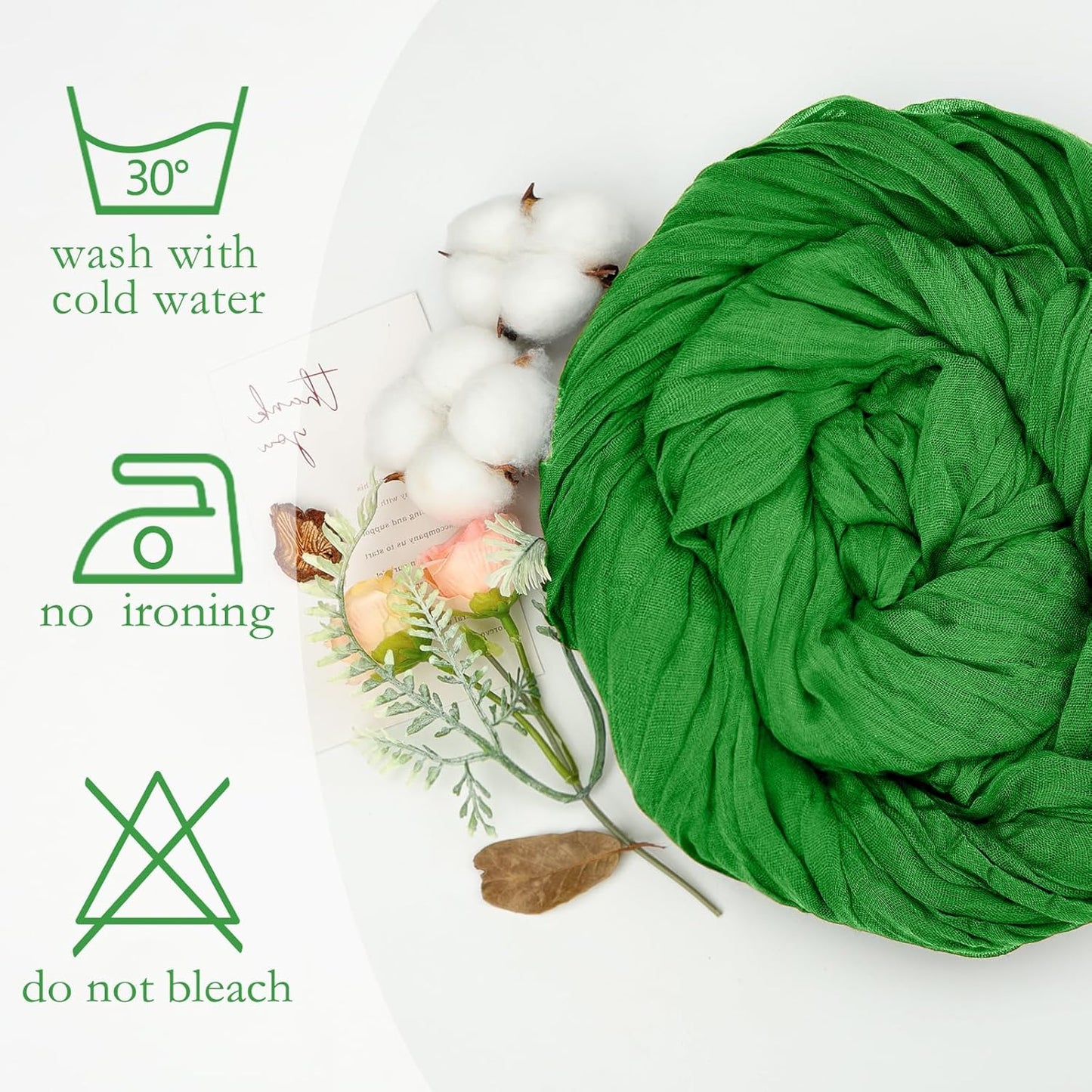 Skiennix 10ft Green Cheesecloth Table Runner - Rustic Boho Sheer for Easter & Spring Celebrations