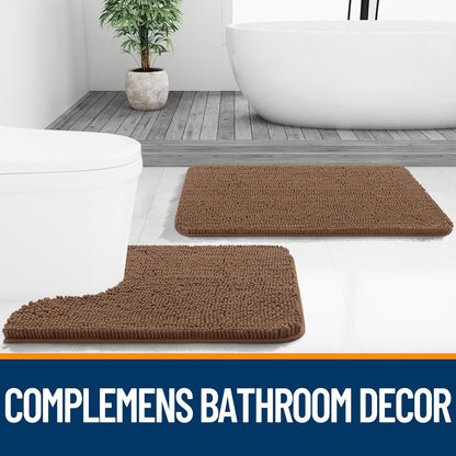 OLANLY Bathroom Rugs - Extra Soft Absorbent Chenille Mats | Quick Dry, Machine Washable, 36x24 Mocha
