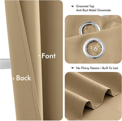 MIULEE Taupe Brown Blackout Curtains - Thermal Insulated Room Darkening Drapes | 54 Inch, 2 Panels