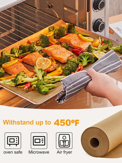 SMARTAKE Parchment Paper Roll - Non-Stick Unbleached Baking Paper, 12" x 240 ft with Slide Cutter