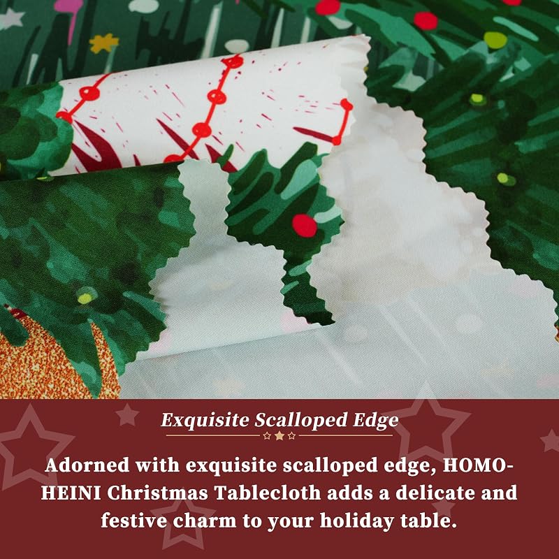 Red 60" x 140" Rectangle Christmas Tablecloth - 100% Polyester