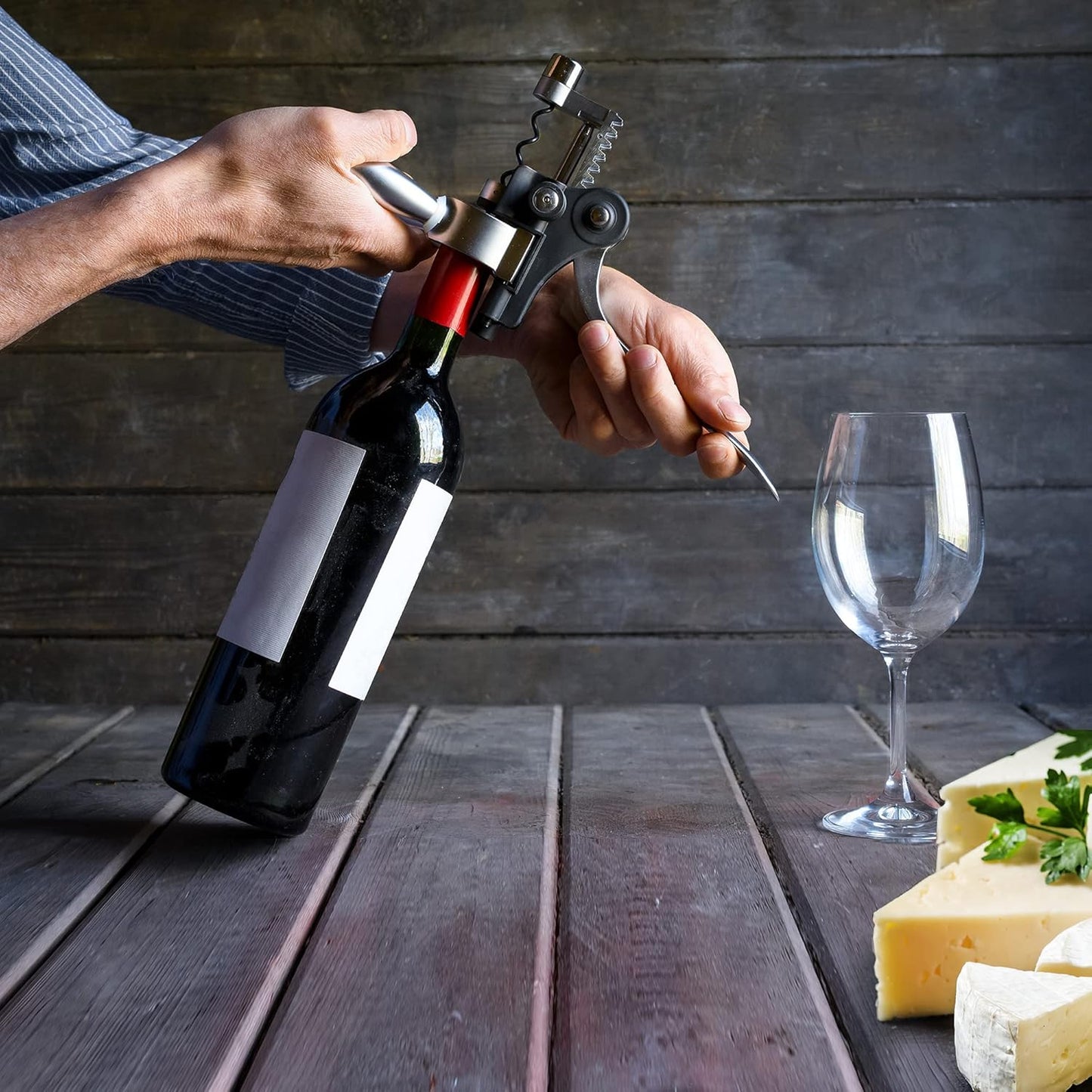 Wine Bottle Opener Corkscrew Set – Luxiluxy [2024 upgraded, does NOT break!] Including Foil Cutter, Bottle Stopper, Opener Stand and Extra Spiral - corkscrews wine opener set- wine opener kit