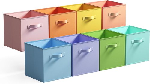 Granny Says 13-Inch Colorful Cube Storage Bins - Fabric Organizers for Kids' Rooms | 8-Pack