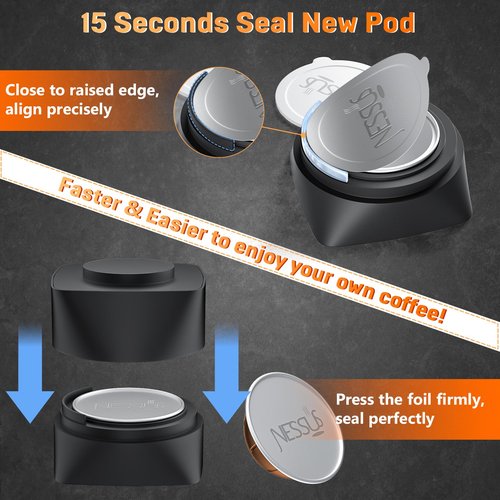 NESSUS Reusable Vertuo Pods Refill Kit, Lid Easy Remover for Vertuo Seal, 100PCS Aluminum Foil Lids for Nespresso Vertuo Pods, Tamp & Press Refillable Vertuo Capsules Holder and Brush