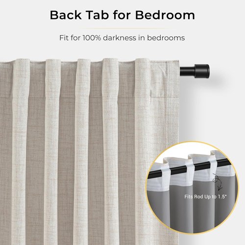 INOVADAY Total Blackout Curtains - 84 Inch Thermal Insulated Drapes for Bedroom & Living Room | Beige, 2 Panels