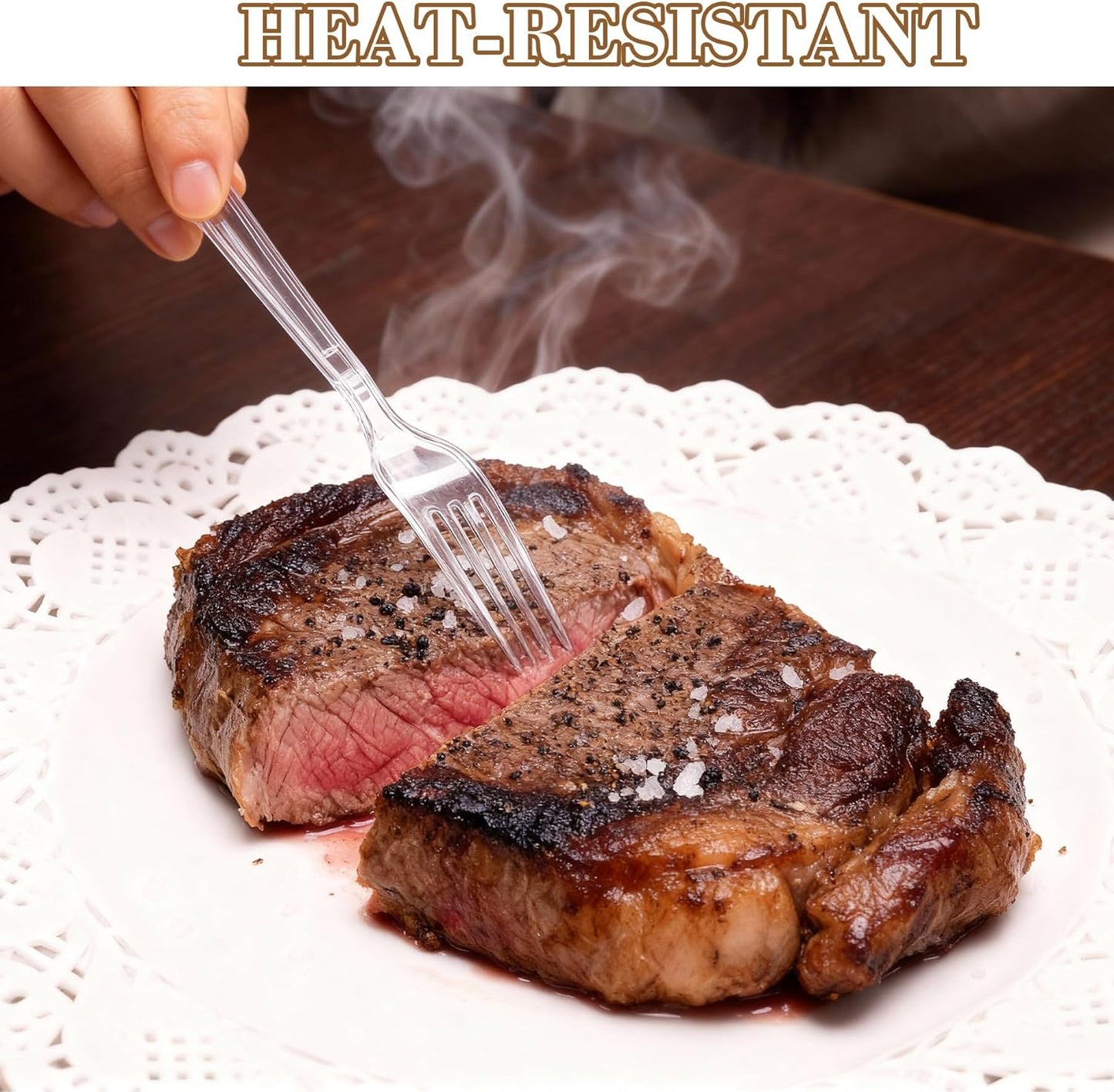 Skiennix Heavy Duty Clear Plastic Forks - 400 Count, BPA-Free & Heat Resistant for Parties