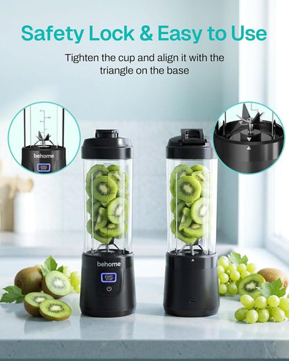 Behome Portable Blender - Personal Juicer for Smoothies & Shakes, 14 OZ, USB-C Rechargeable, BPA-Free